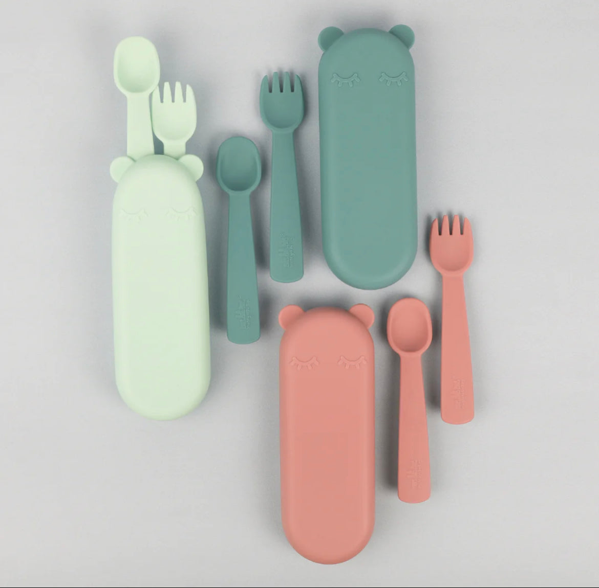 Feedie Fork & Spoon Set - Powder Pink