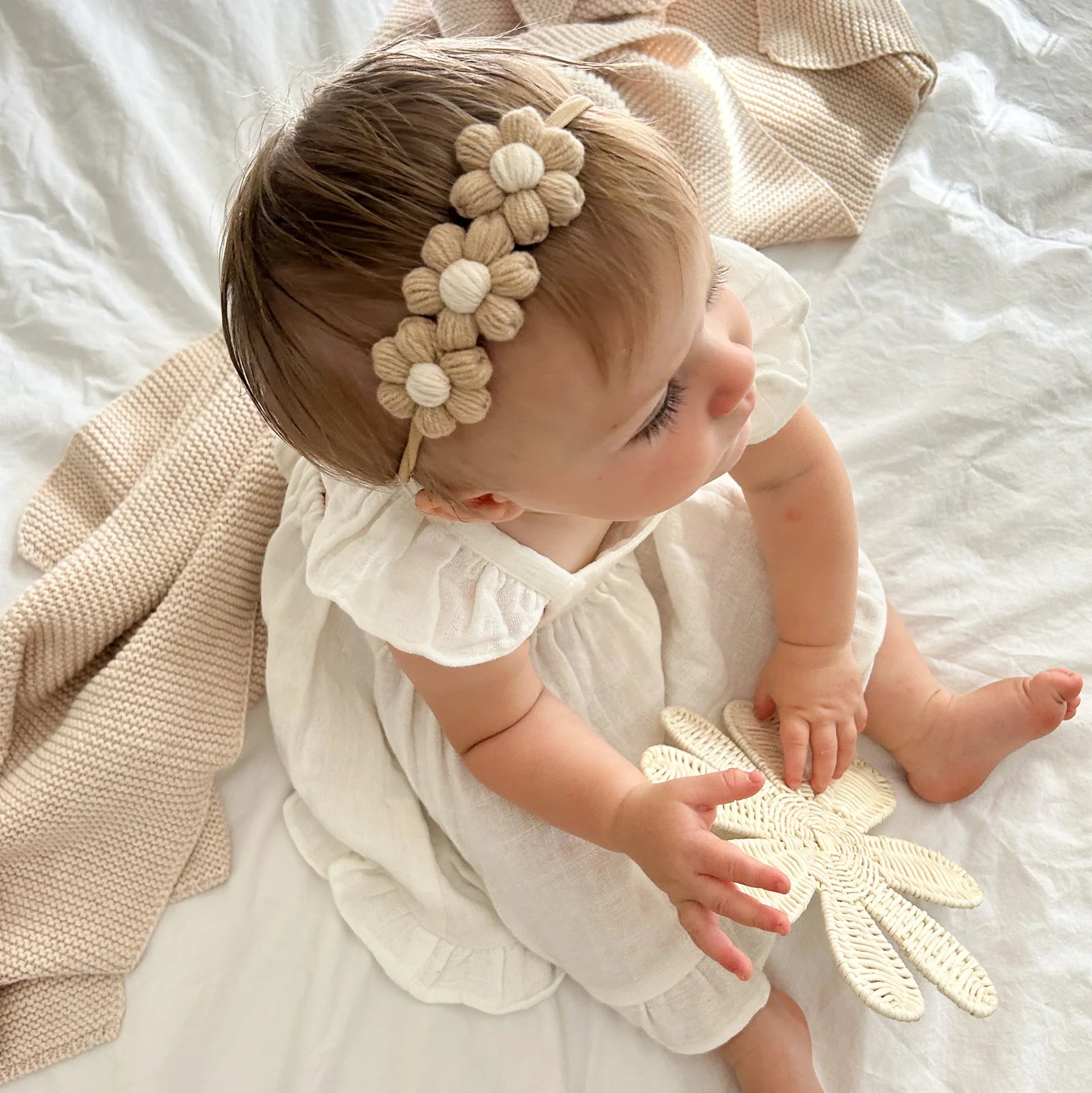 Puff Daisy Crochet Daisy Baby Headband