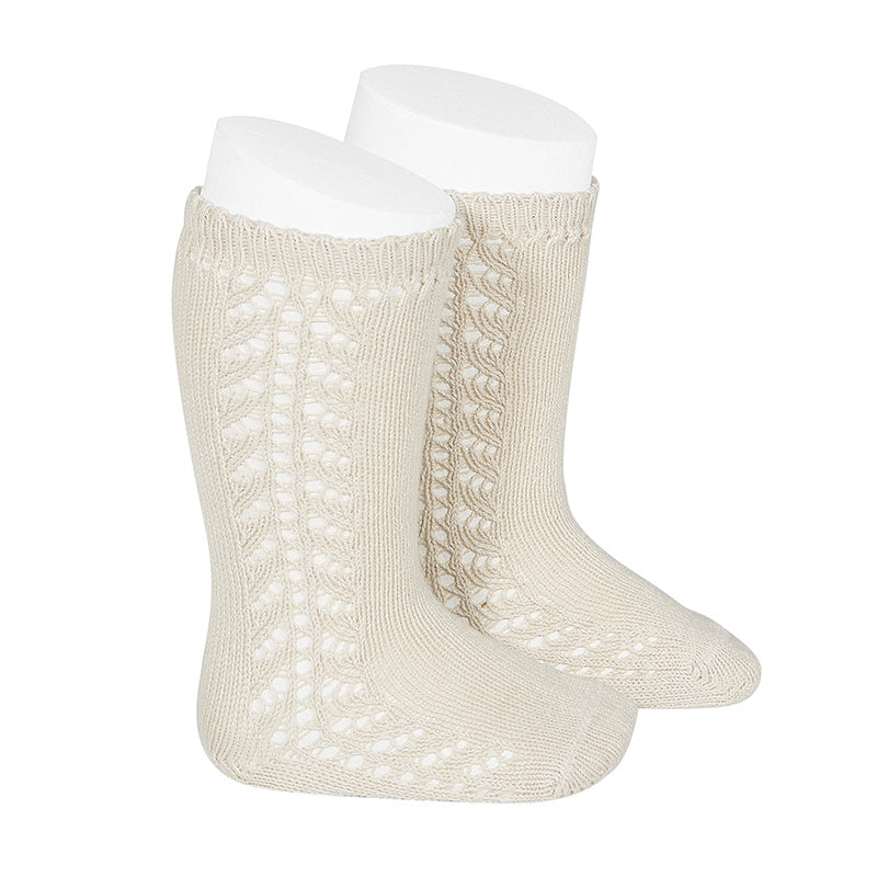 Condor | Side Openwork Knee-High Warm Cotton Socks